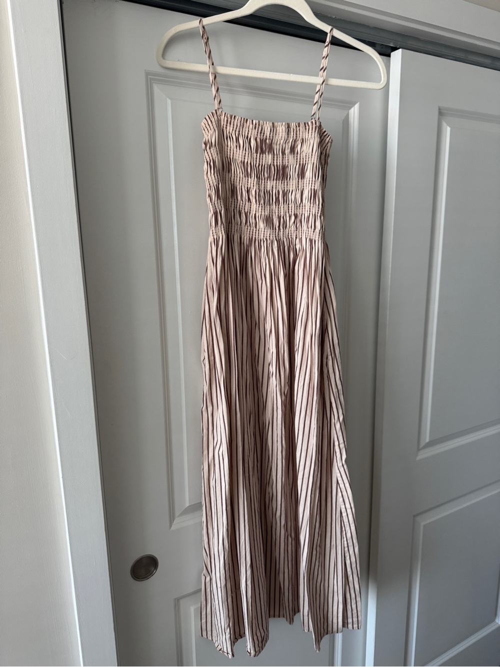 Pistola Beige and Brown Striped Maxi Dress